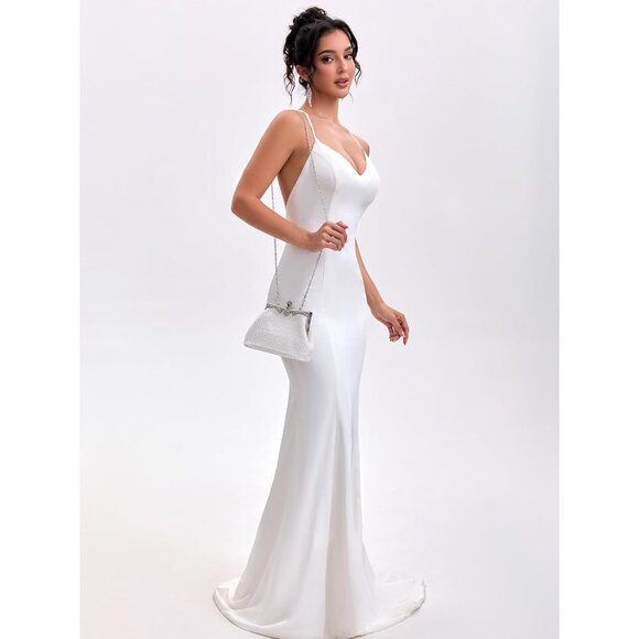 1920s Vintage Women's Beaded Clutch Elegant Retro White - Picture 3 of 9